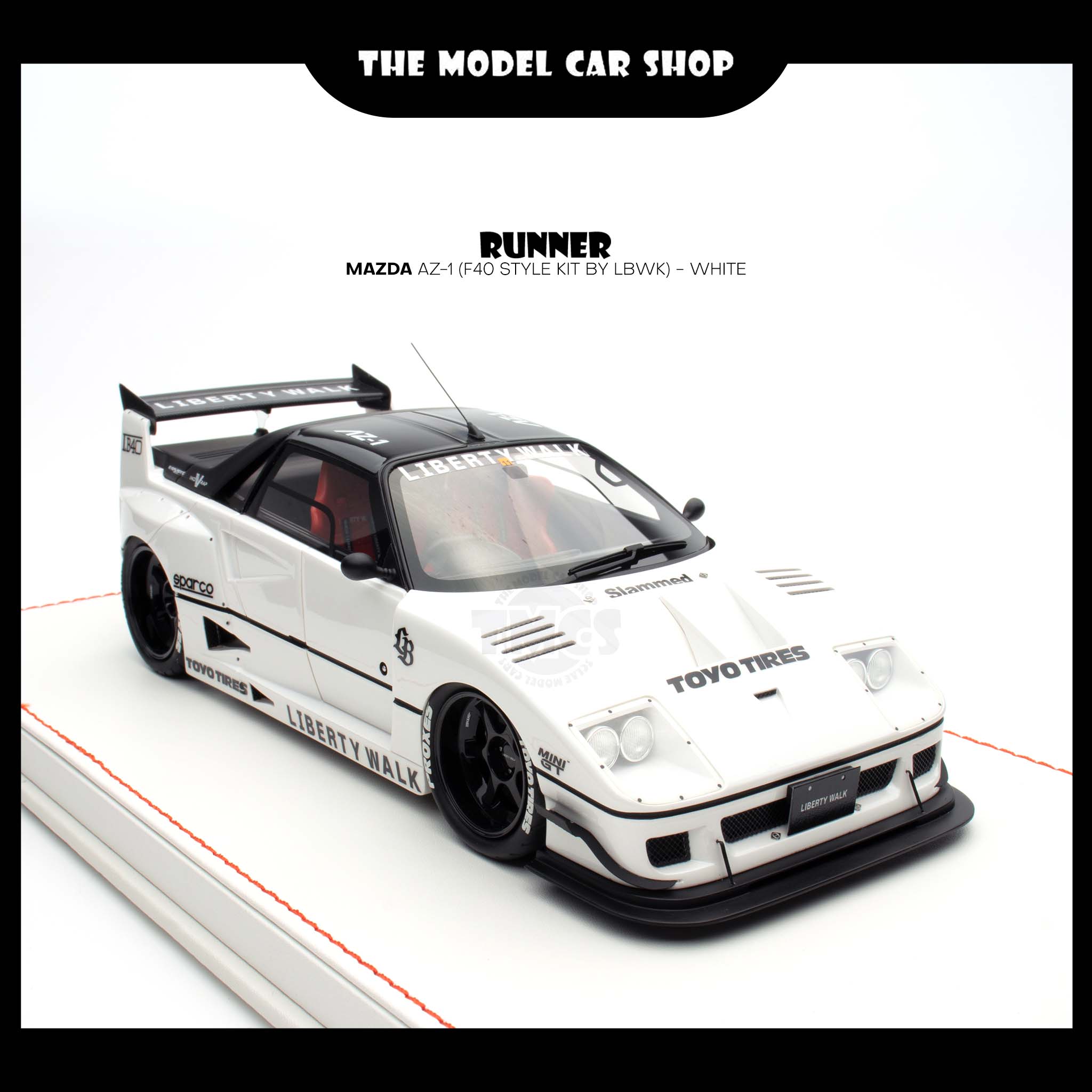 Runner] Mazda AZ-1 (F40 Style Kit By LBWK) - White | The Model Car