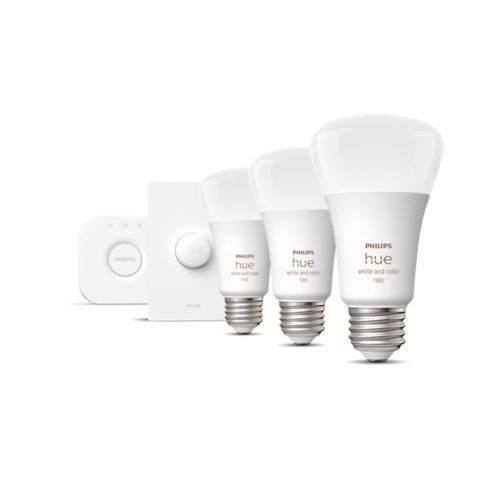 Hue Starter kit: Smart Button + 3-pack E26 LED Bulbs + Hue Bridge