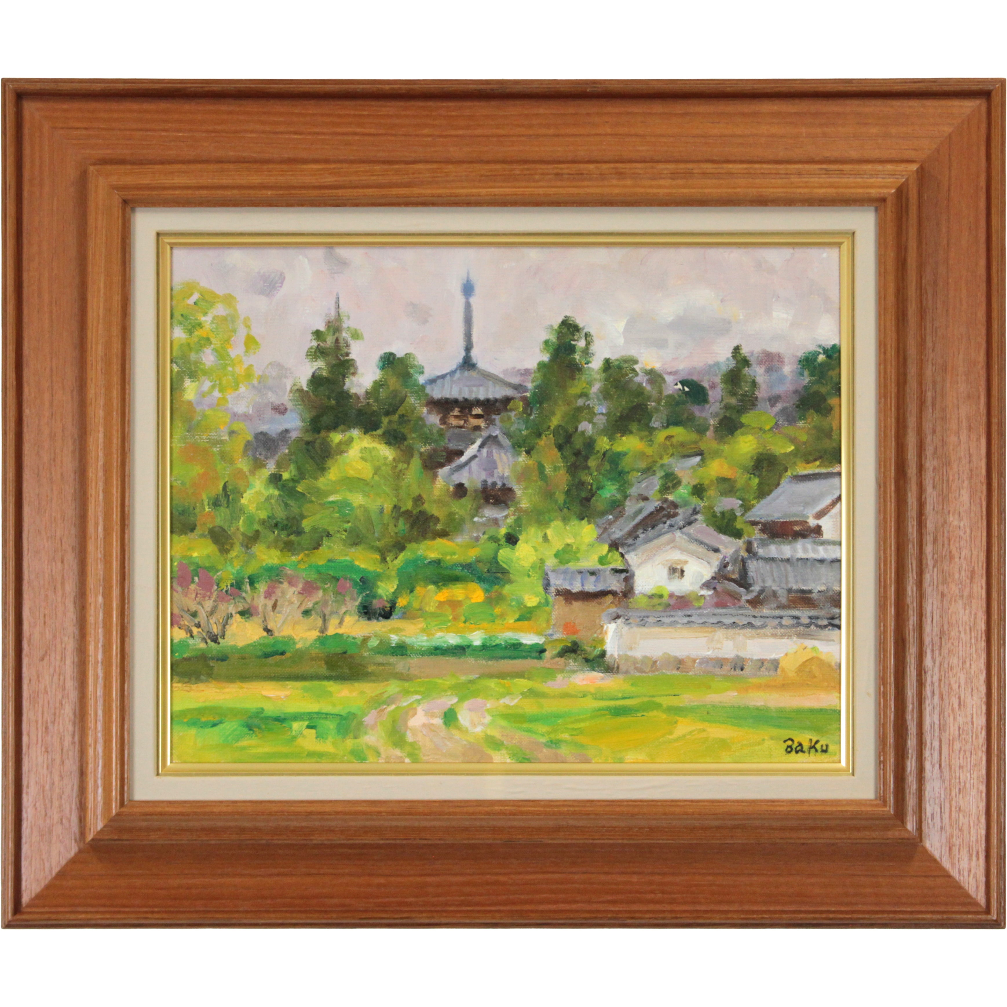 松浦莫章 『斑鳩の春』 油彩画 - 北海道画廊