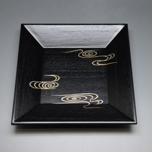 茶道具 菓子器 干菓子器 干菓子盆 四方盆 真塗り 根引松蒔絵 吉田華正