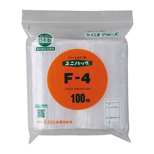 生産日本社 セイニチ チャック付きポリ袋 ユニパック J-4 100枚/袋