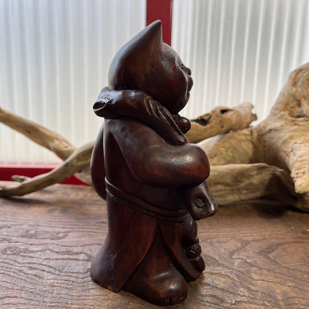 木製／招き猫／置物／縁起物／希少／アンティーク／ヴィンテージ