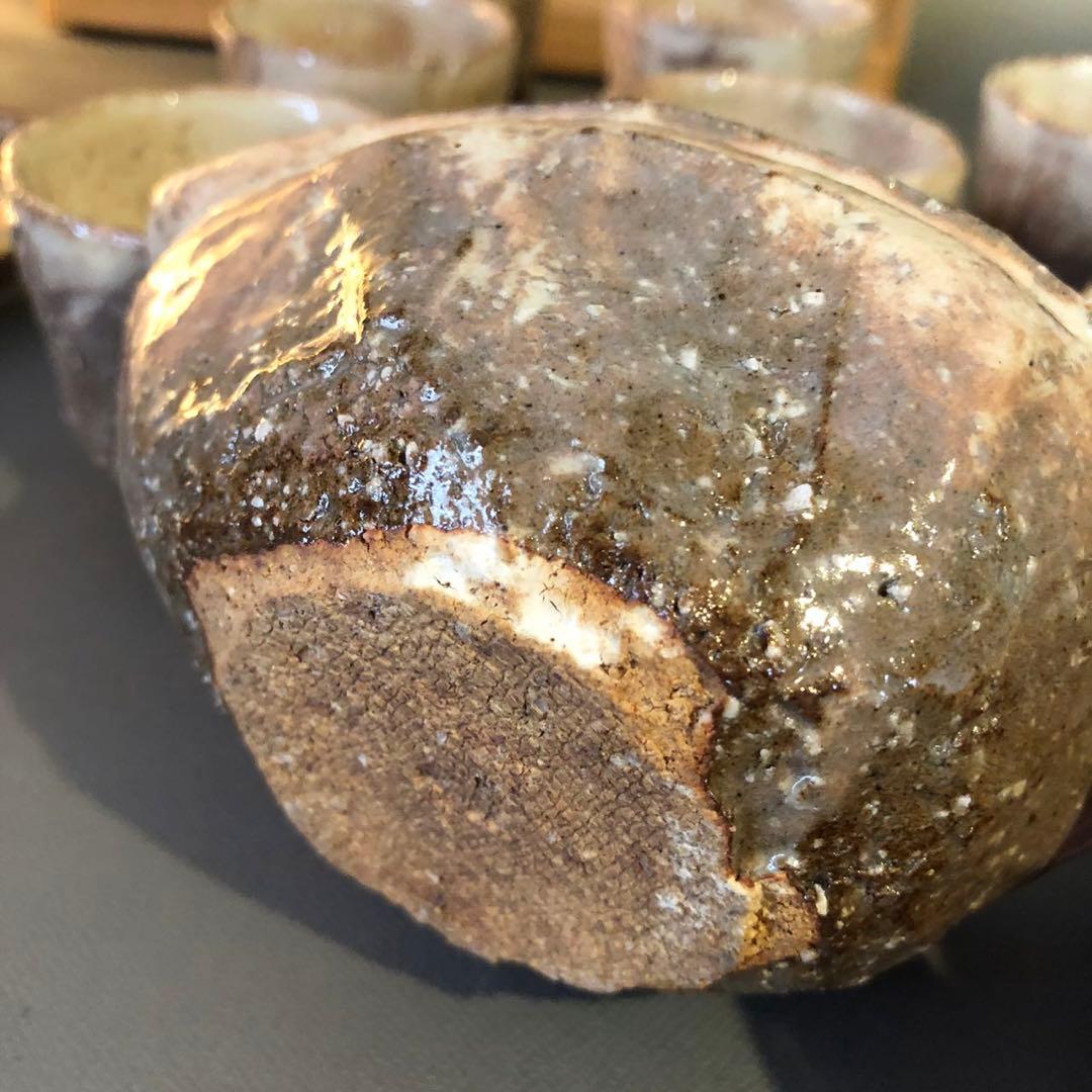 N349、焼萩 ひねり茶器共箱 新品美品煎 茶器 納富鳥雲 大華山鳥雲萩