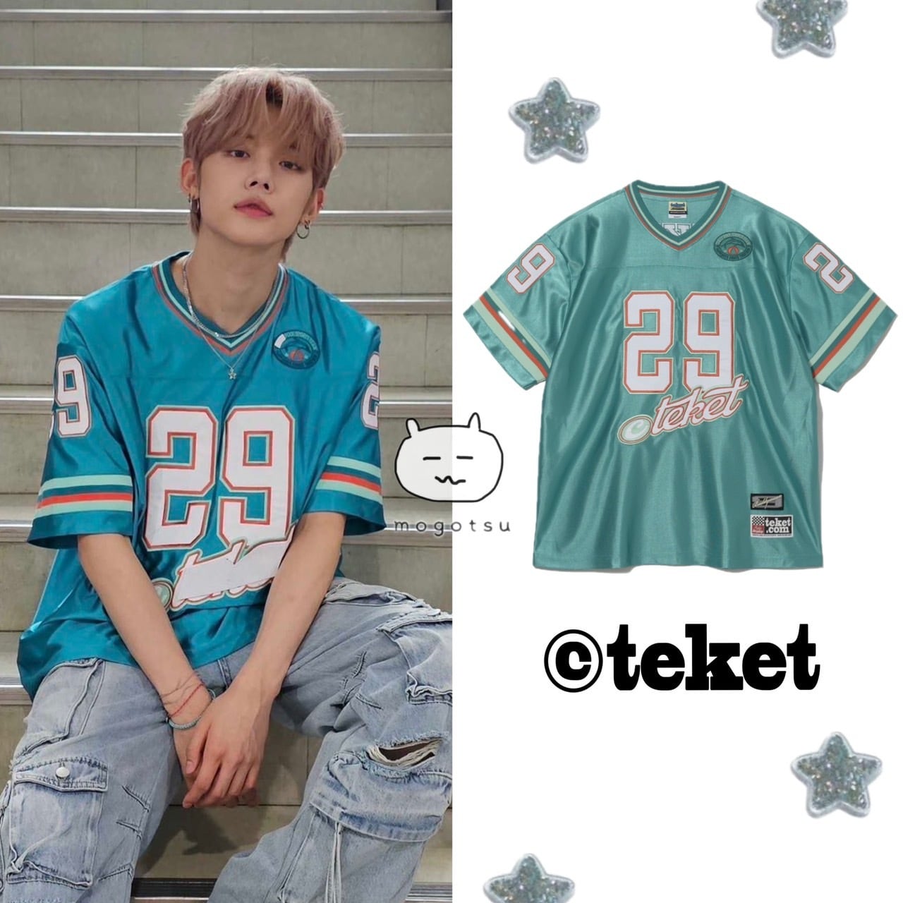 在庫少なめ！！☆TXT ヨンジュン 着用！！【TEKET】Group Tee Teal
