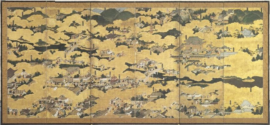 紙本金地著色洛中洛外図〈/六曲屏風〉 文化遺産オンライン