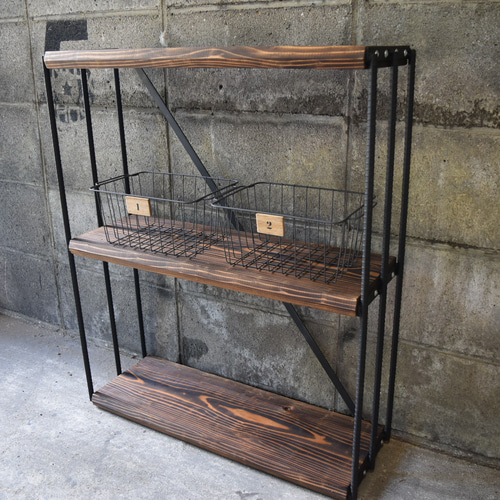 かごつき】男前インテリア アイアンラック アイアンシェルフ 植物 多肉