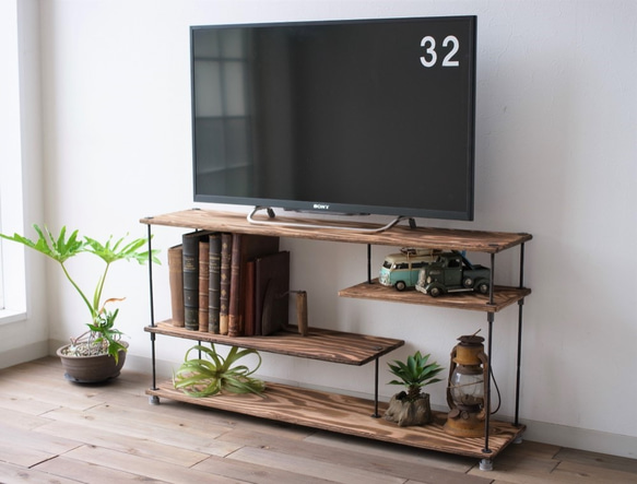 即納＆送料込】wood iron shelf 420*910*225 テレビ台 棚 アイアン TV