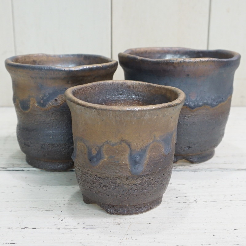 植木鉢 おしゃれ 陶器鉢 信楽焼 金彩中深 S＜ 8cm 3号 穴あり 金